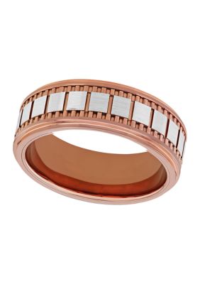 Royal Cobalt Men's Gear Trim Step Edge Band in Rose-Tone Cobalt, Pink, 10