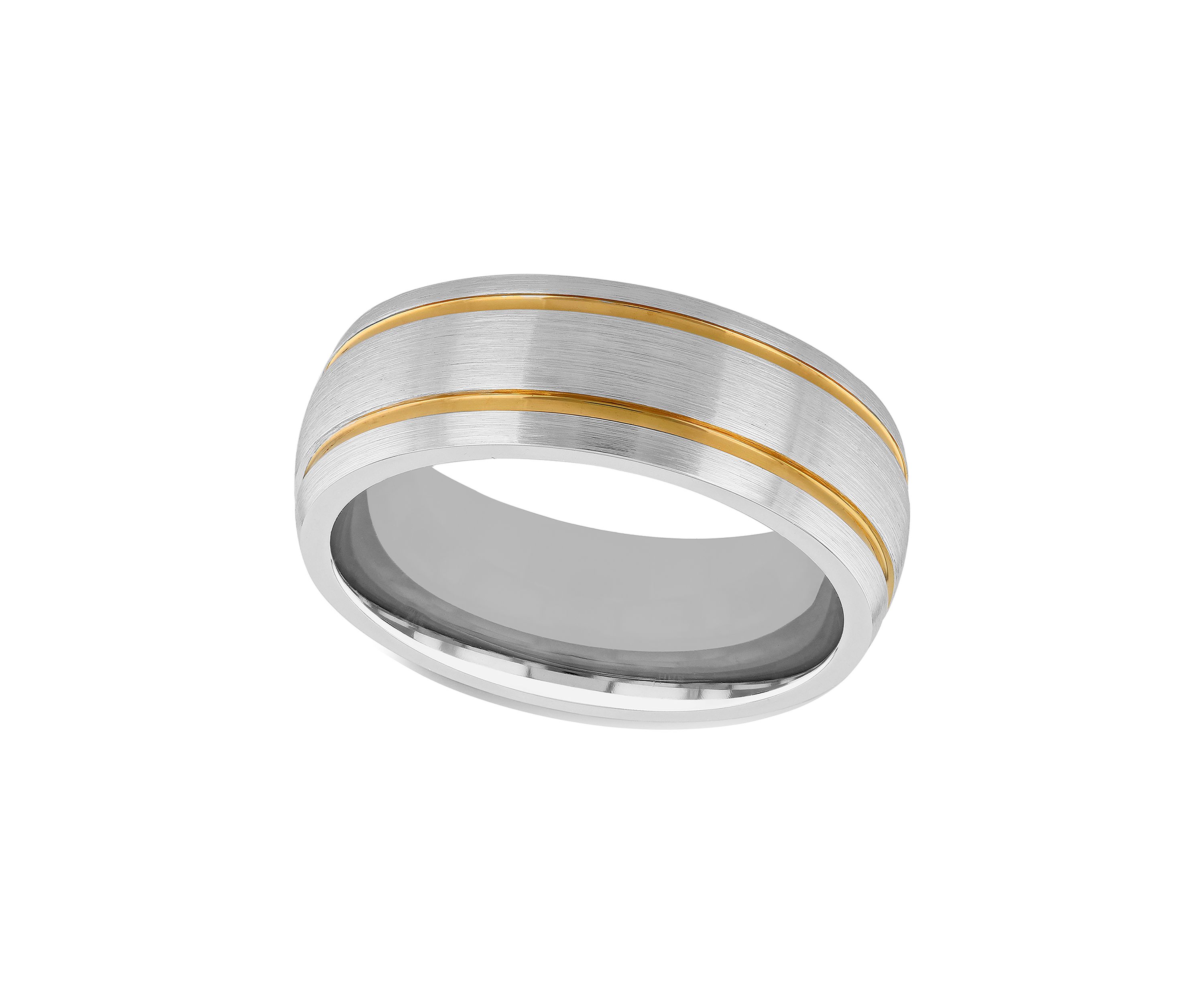 Satin Finish Gold-Tone Stripe Band in Cobalt