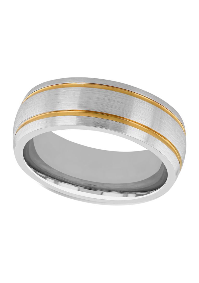 Satin Finish Gold-Tone Stripe Band in Cobalt