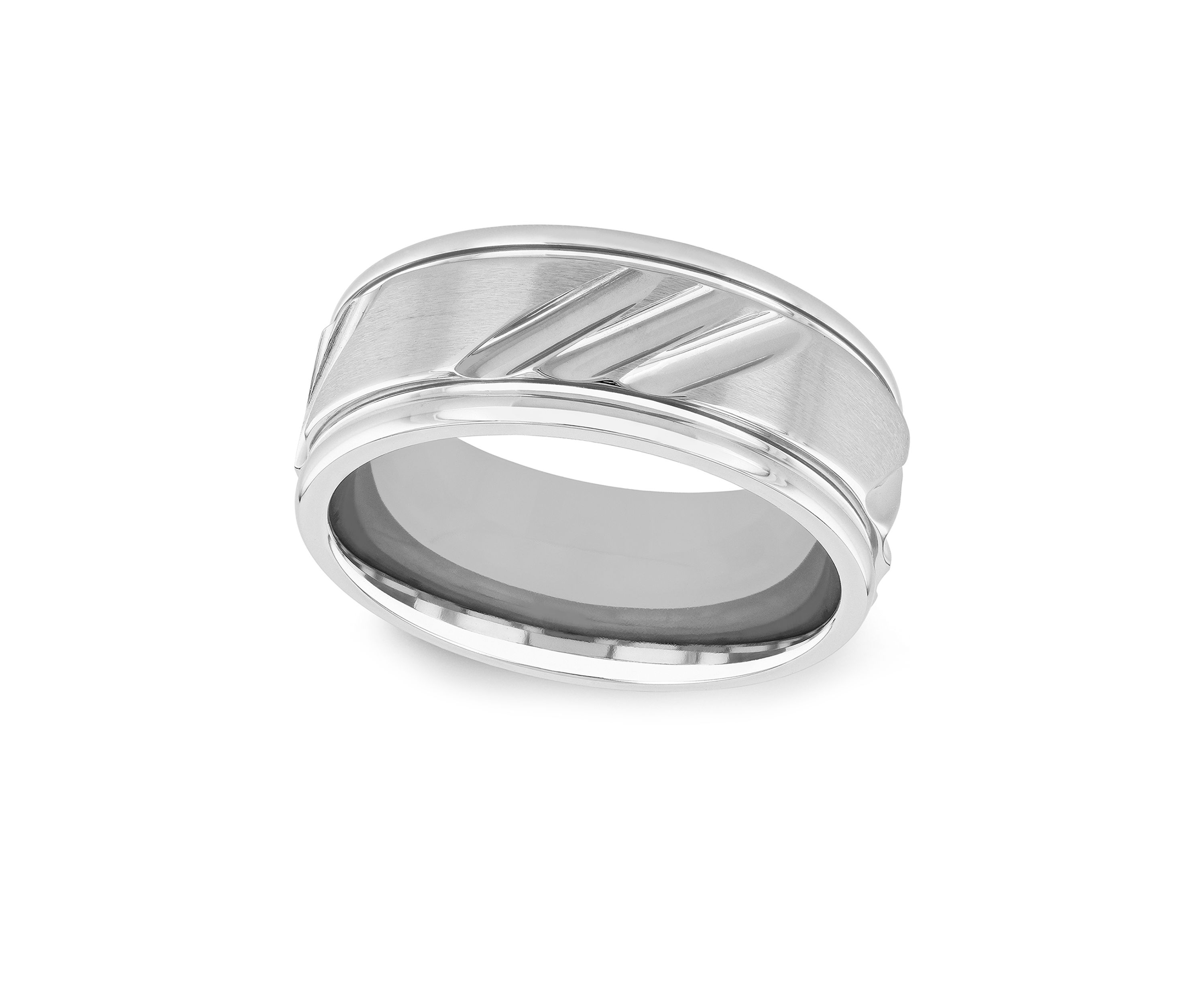 Grooved Satin Finish Band in Cobalt