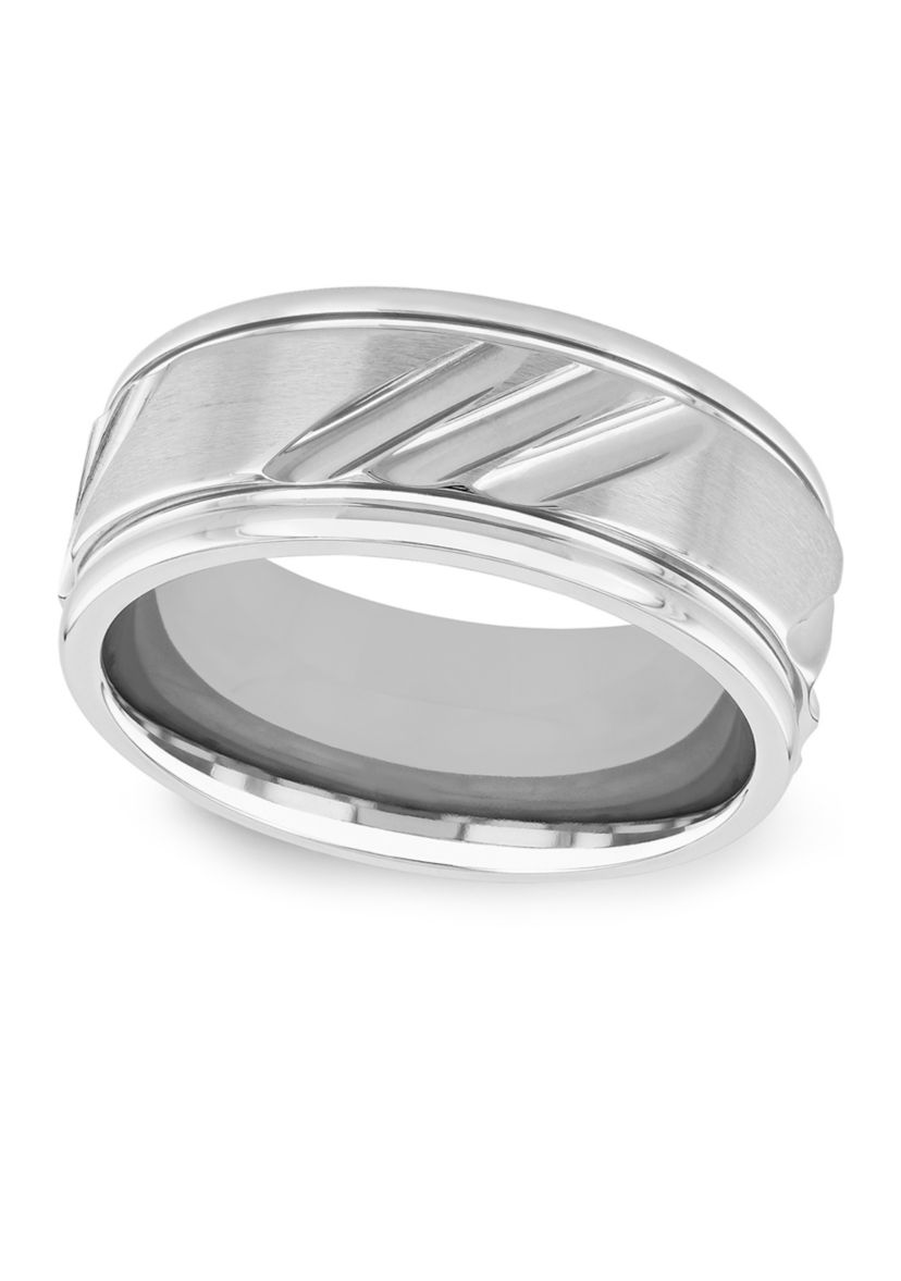 Grooved Satin Finish Band in Cobalt