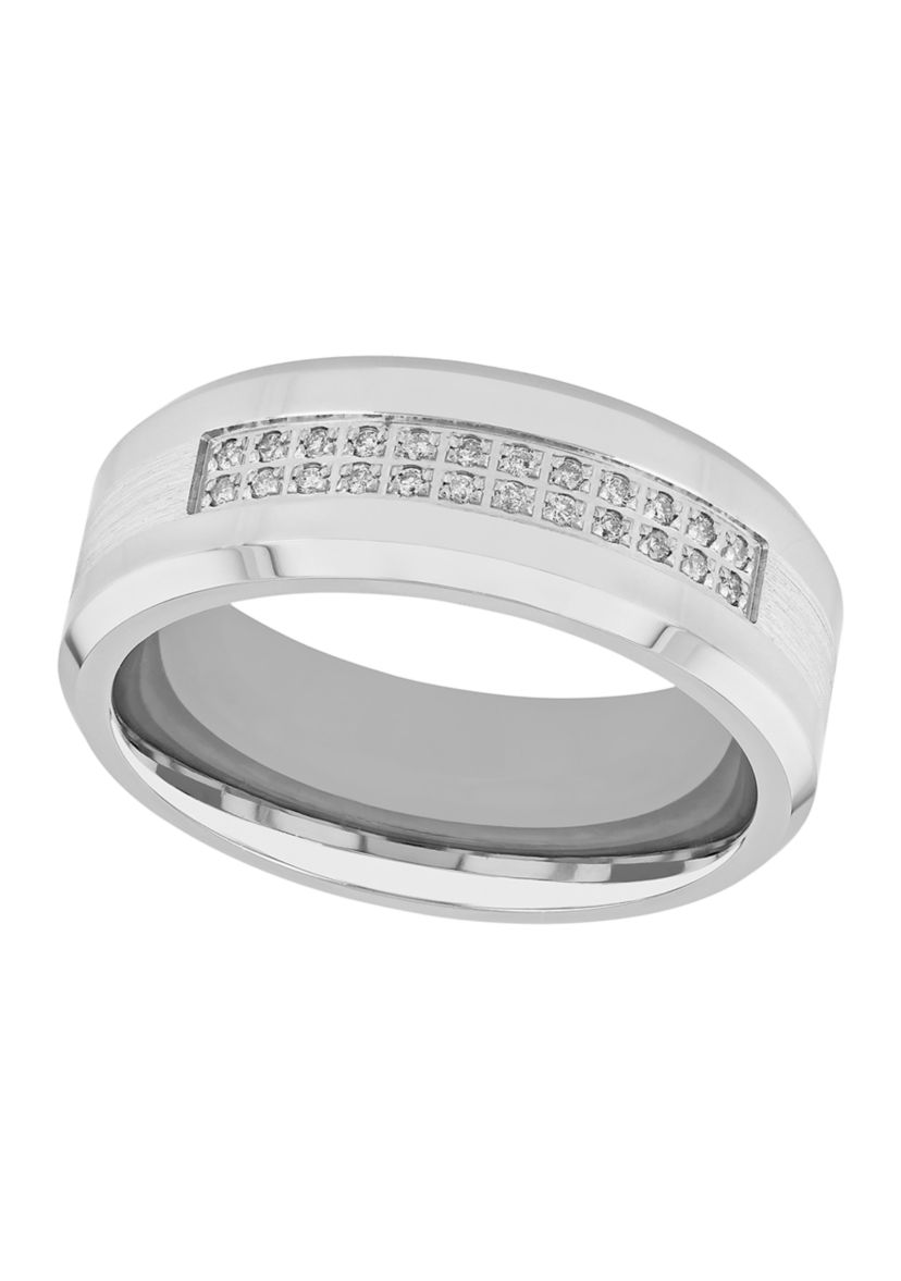 1/8 ct. t.w. Diamond Beveled Edge Band in Cobalt