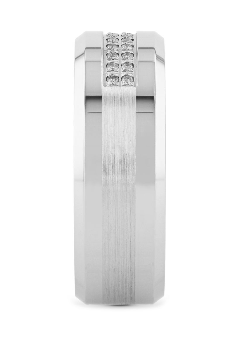 1/8 ct. t.w. Diamond Beveled Edge Band in Cobalt