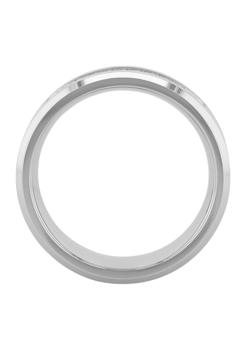 1/8 ct. t.w. Diamond Beveled Edge Band in Cobalt