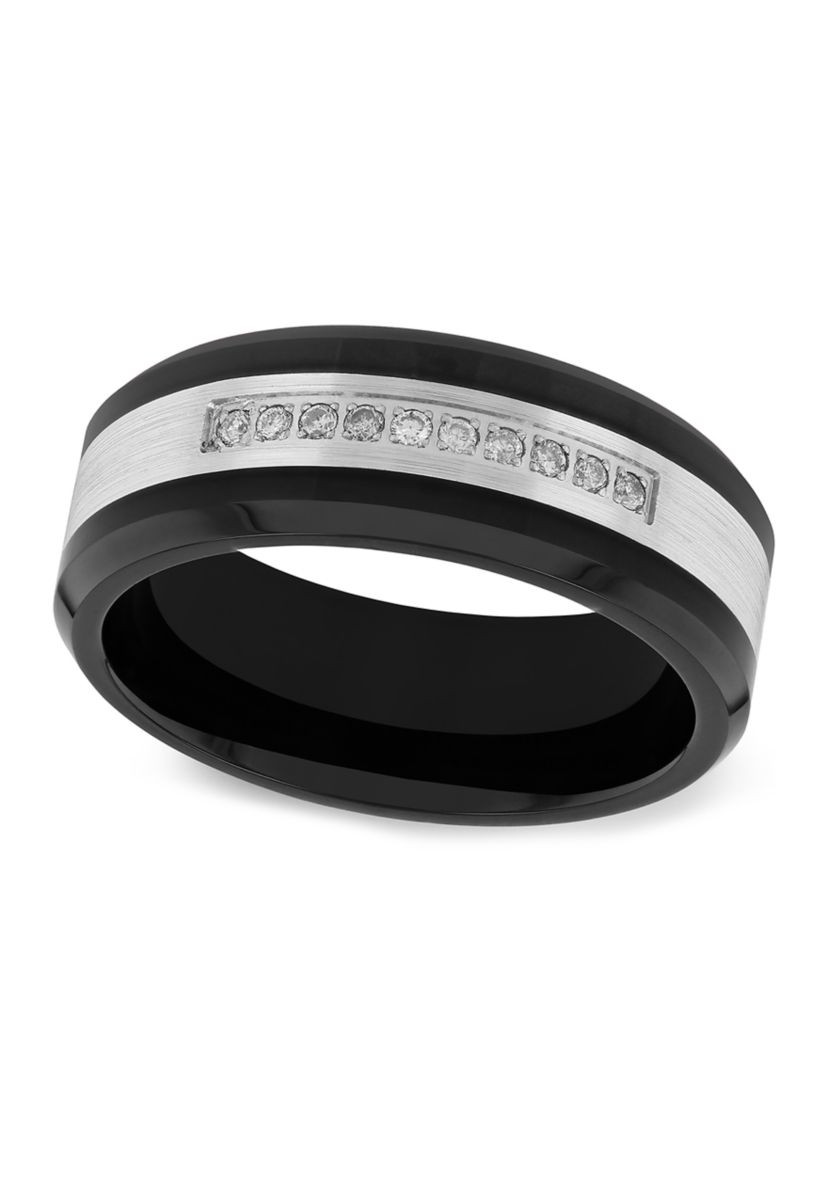 1/10 ct. t.w. Diamond Beveled Edge Band in Black Cobalt