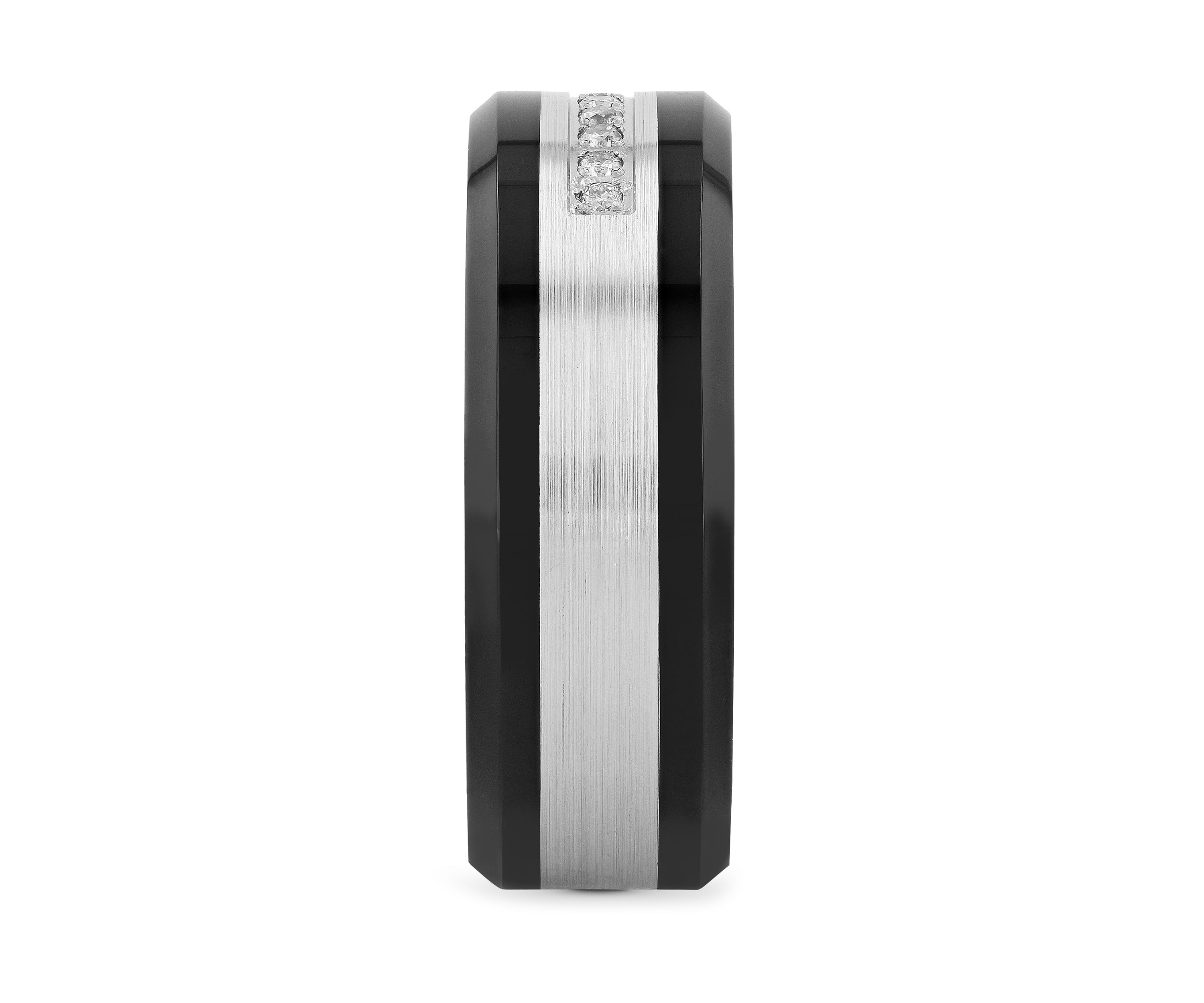 1/10 ct. t.w. Diamond Beveled Edge Band in Black Cobalt