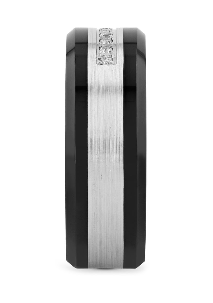 1/10 ct. t.w. Diamond Beveled Edge Band in Black Cobalt
