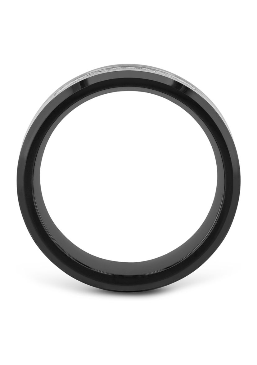 1/10 ct. t.w. Diamond Beveled Edge Band in Black Cobalt