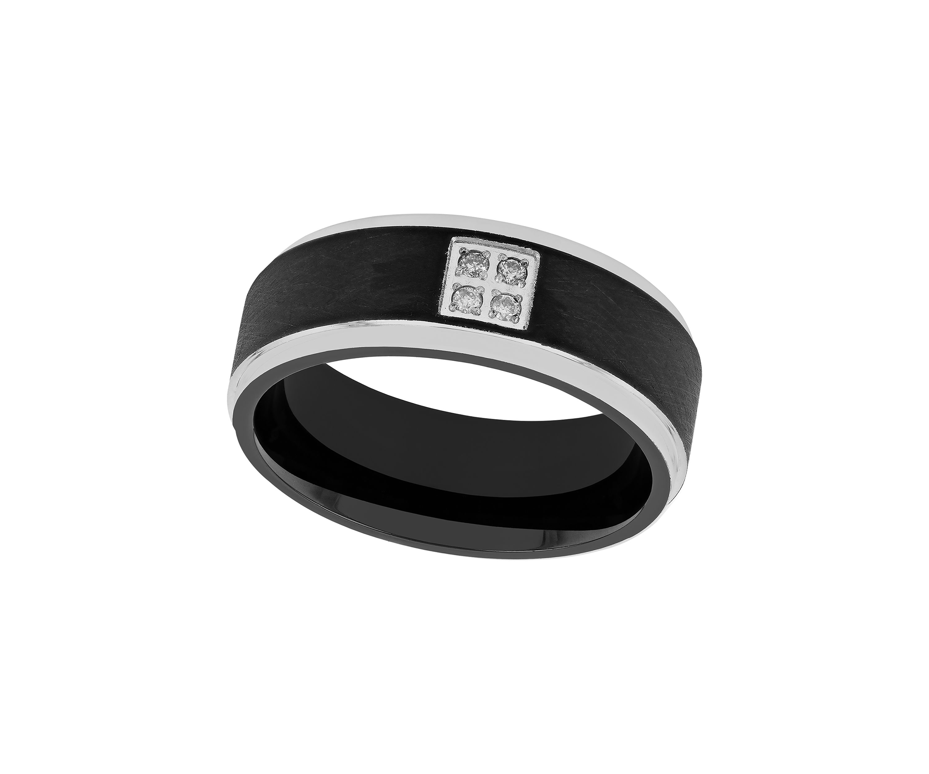 1/10 ct. t.w. Diamond Accent Brushed Step Edge Band in Black Cobalt