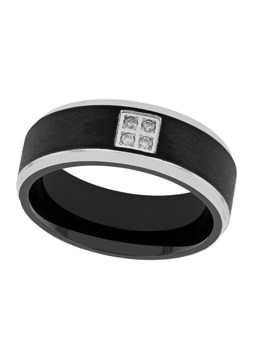 1/10 ct. t.w. Diamond Accent Brushed Step Edge Band in Black Cobalt