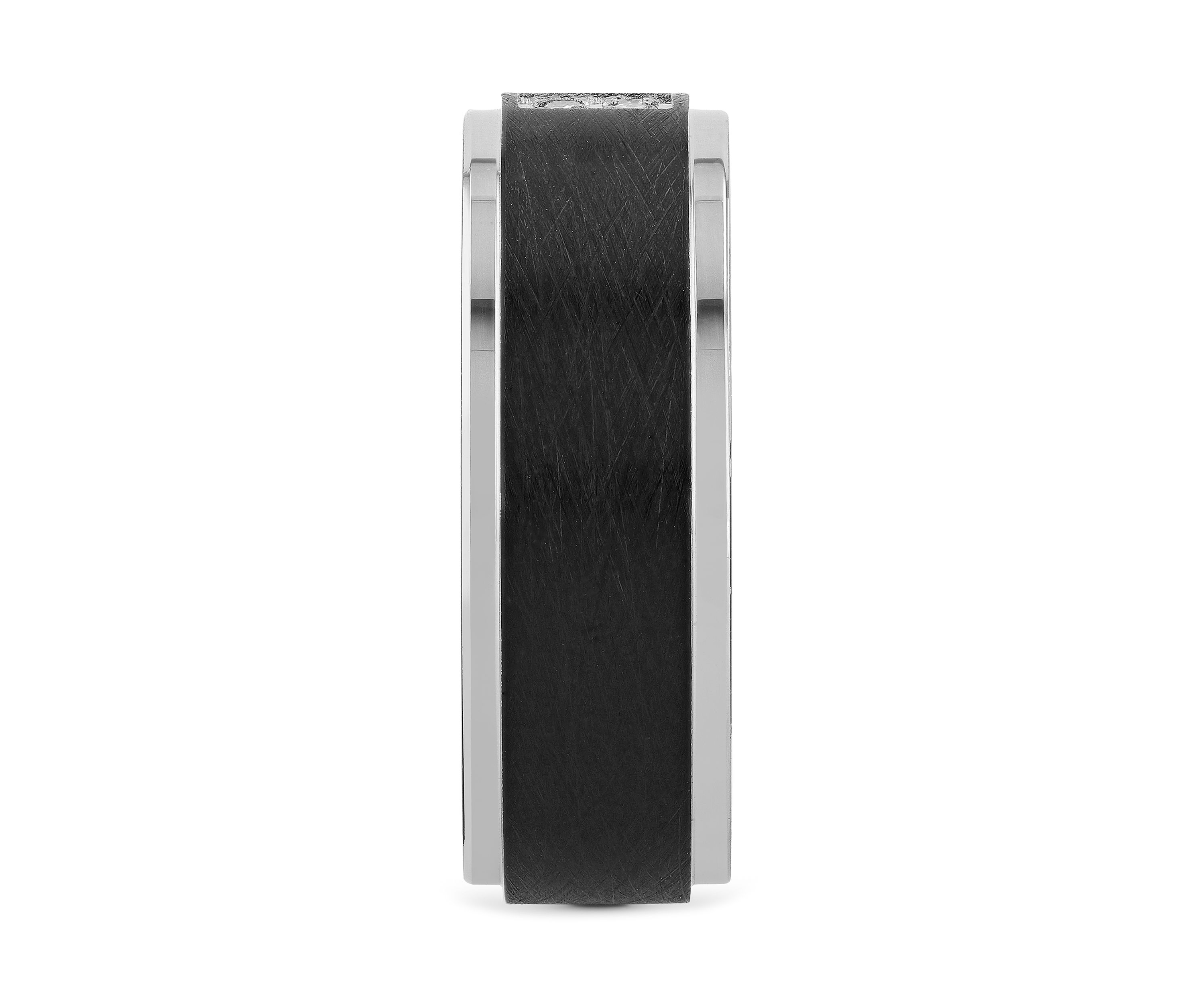 1/10 ct. t.w. Diamond Accent Brushed Step Edge Band in Black Cobalt