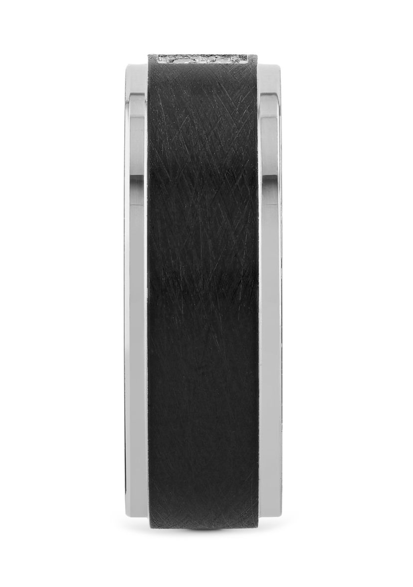 1/10 ct. t.w. Diamond Accent Brushed Step Edge Band in Black Cobalt