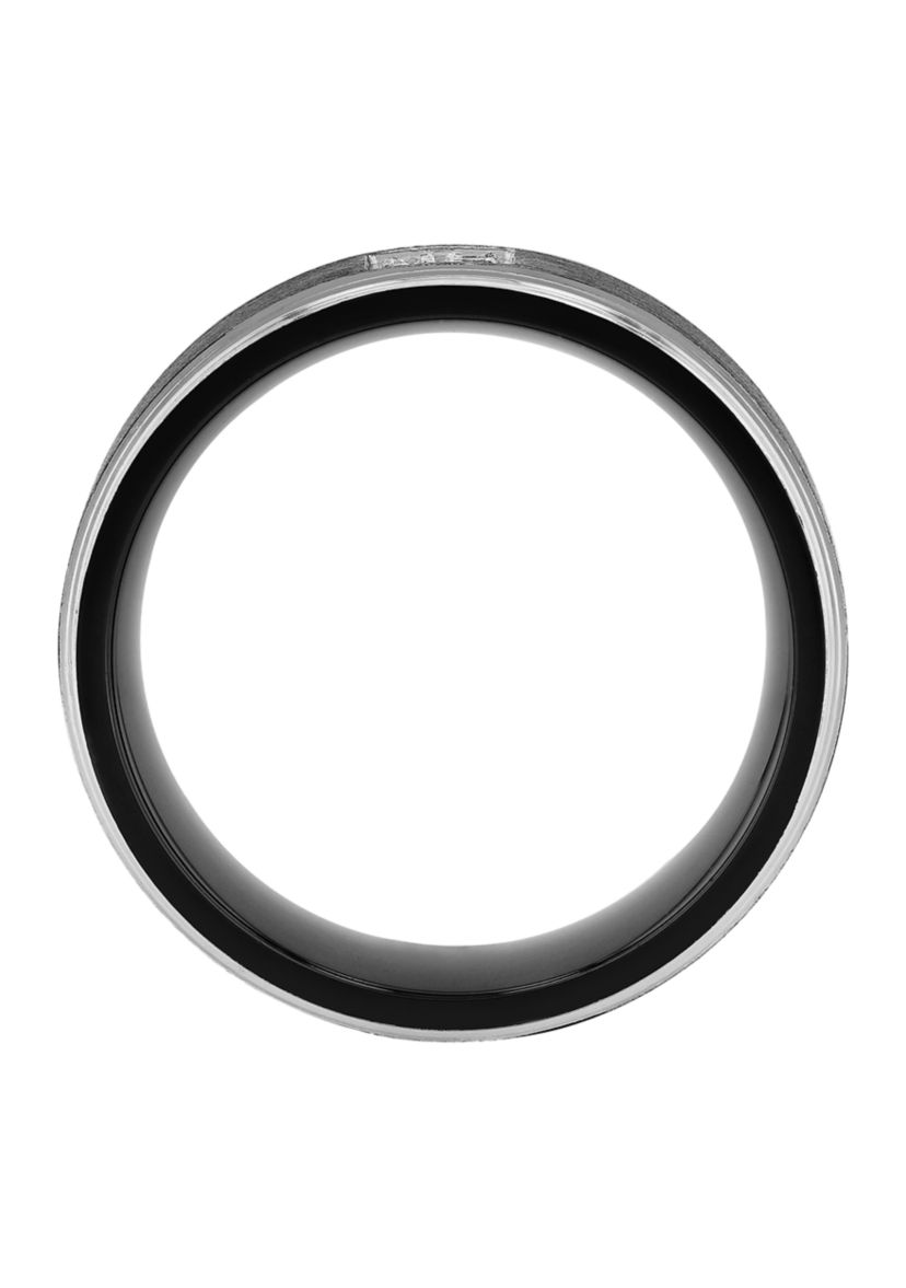 1/10 ct. t.w. Diamond Accent Brushed Step Edge Band in Black Cobalt