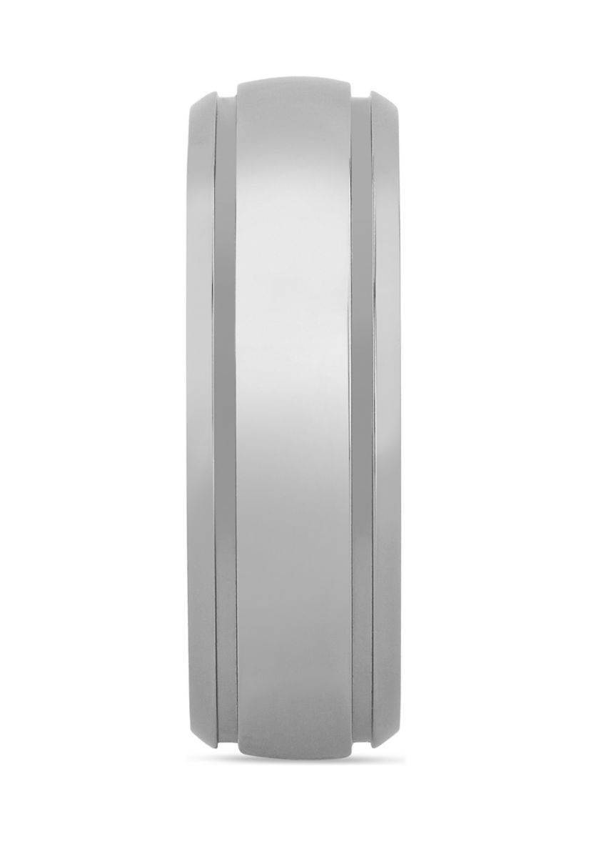 Grooved Polished Finish Lightweight Band in Titanium