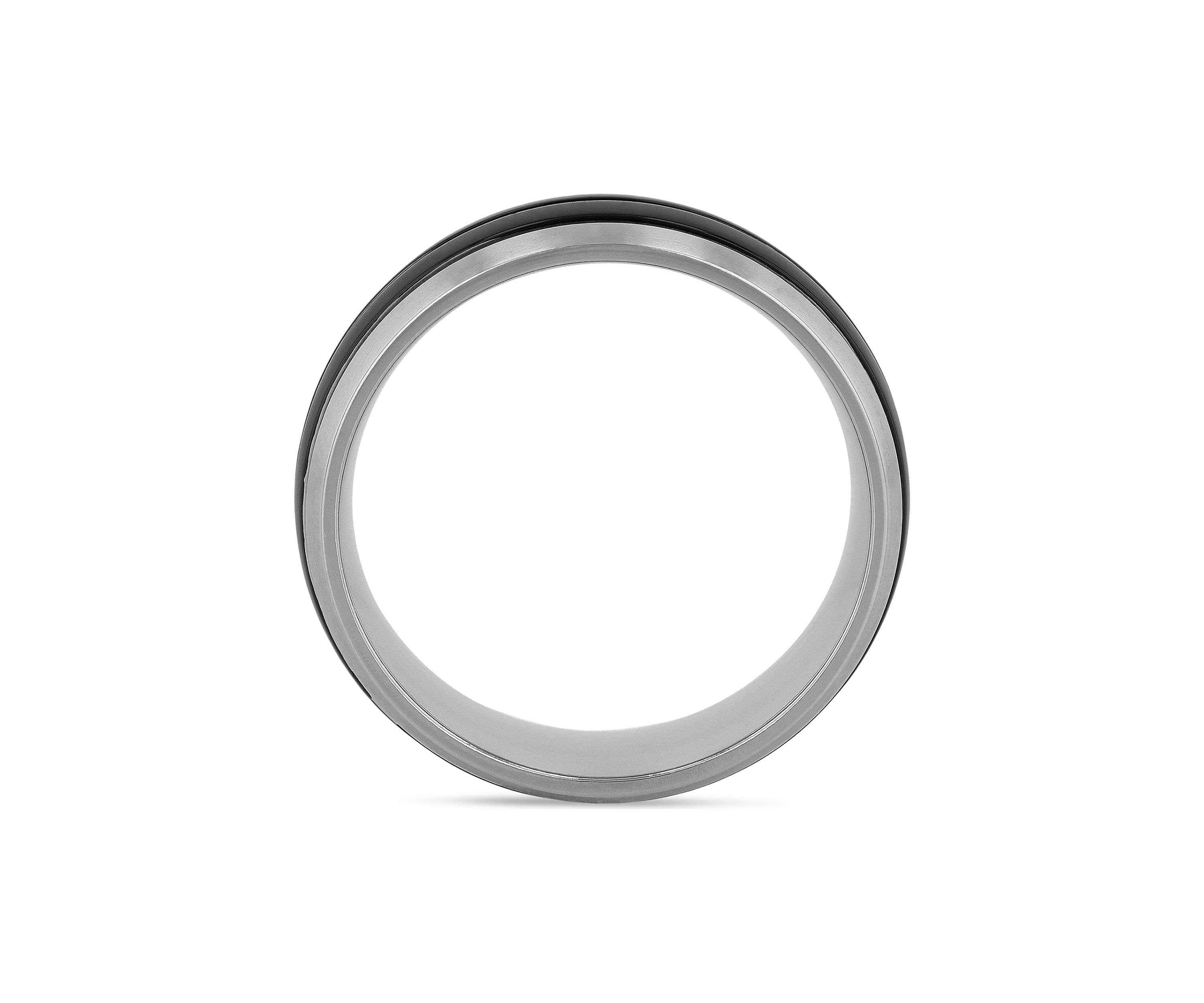 Grooved Lightweight Band in Two-Tone Titanium