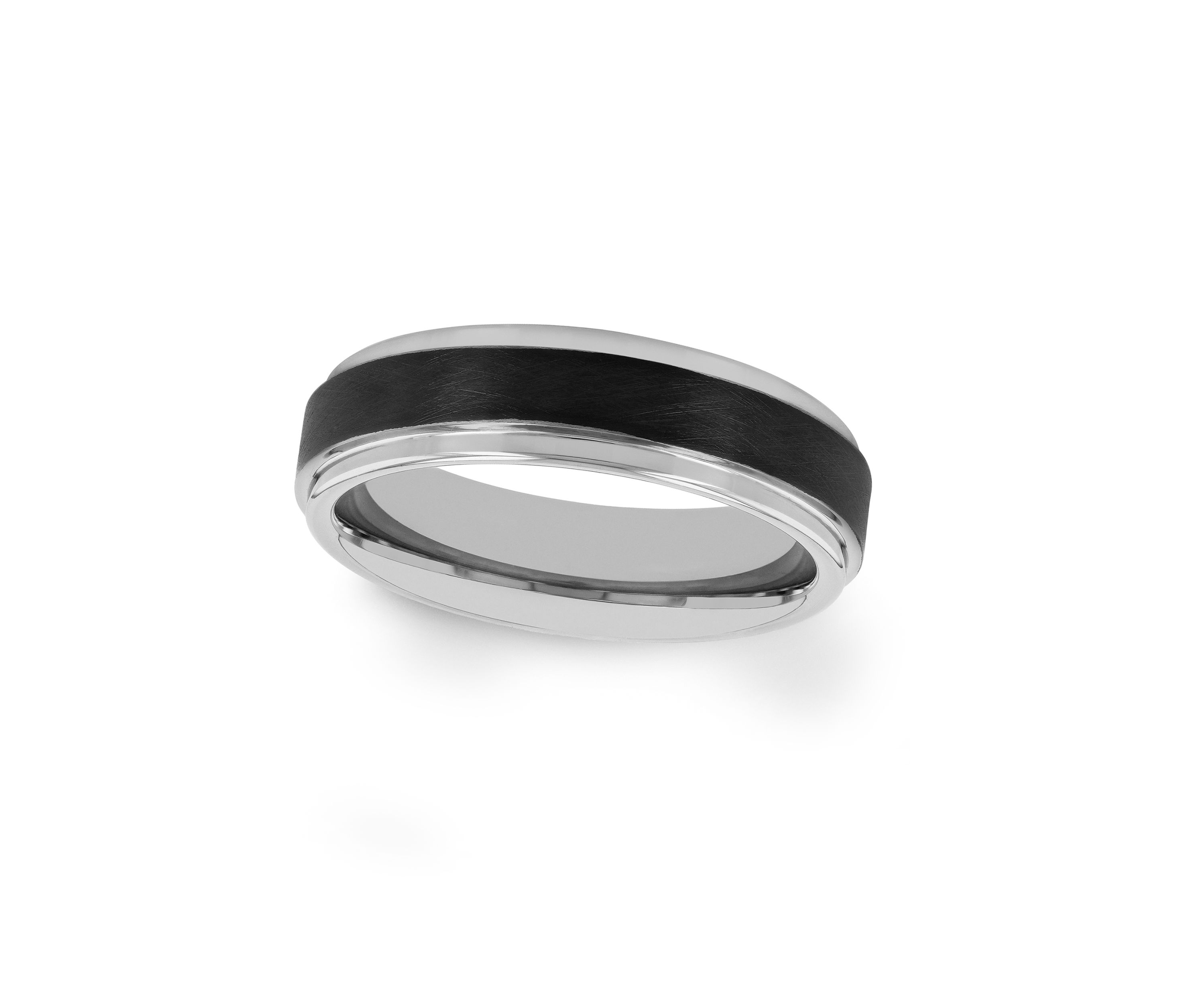 Brushed Step Edge Band in Two-Tone Tantalum