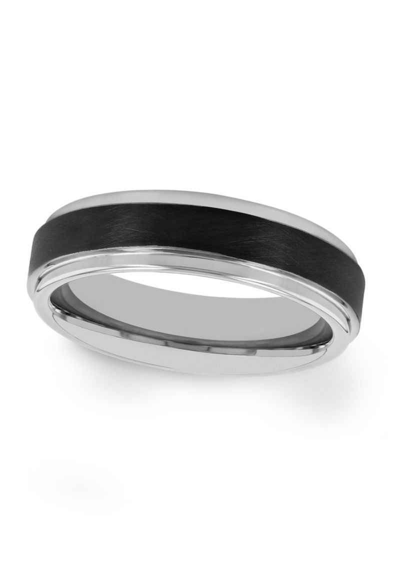 Brushed Step Edge Band in Two-Tone Tantalum