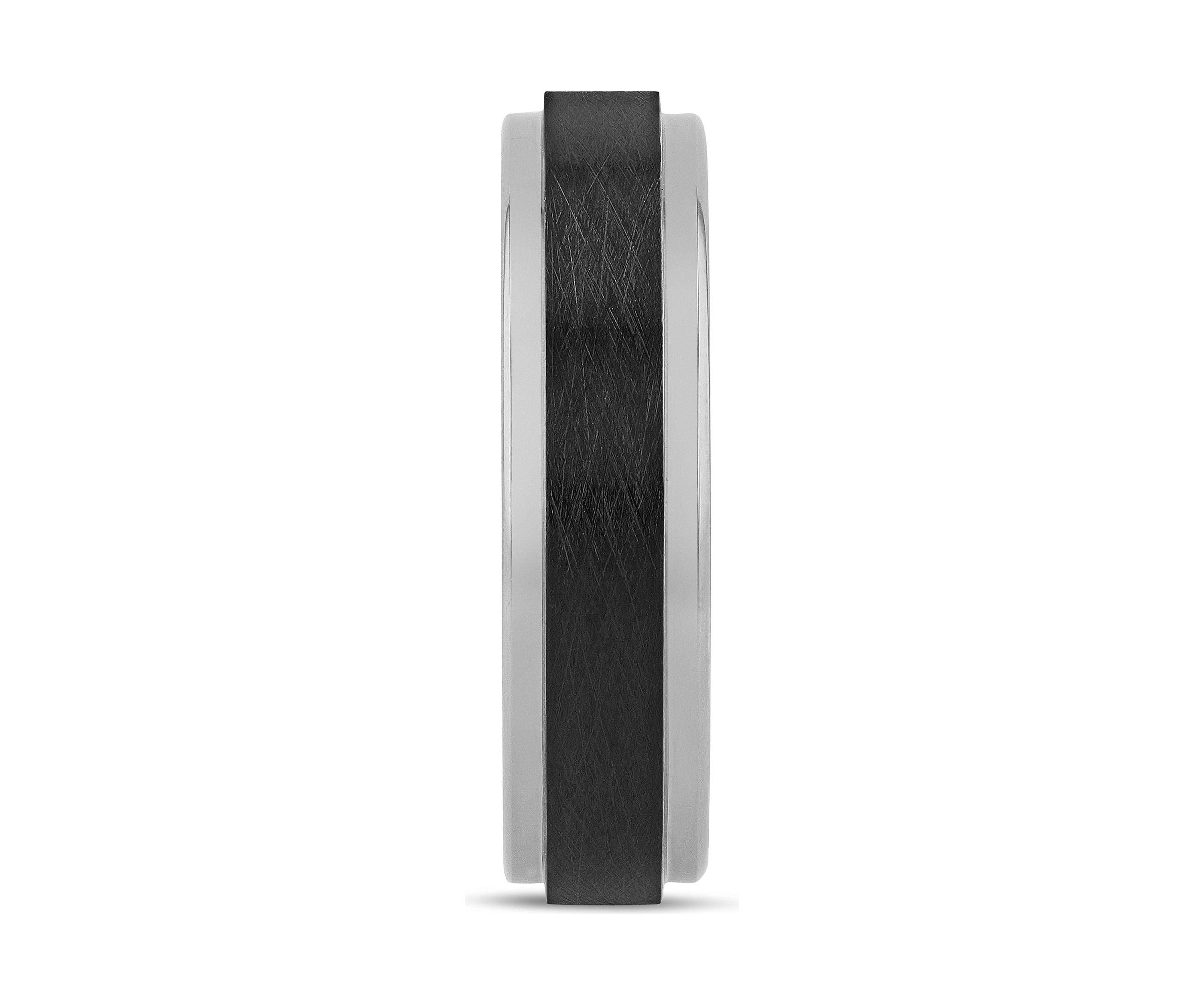 Brushed Step Edge Band in Two-Tone Tantalum