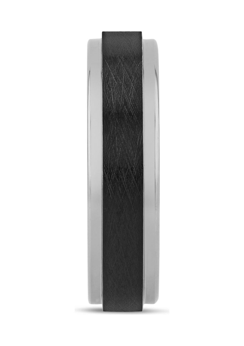 Brushed Step Edge Band in Two-Tone Tantalum