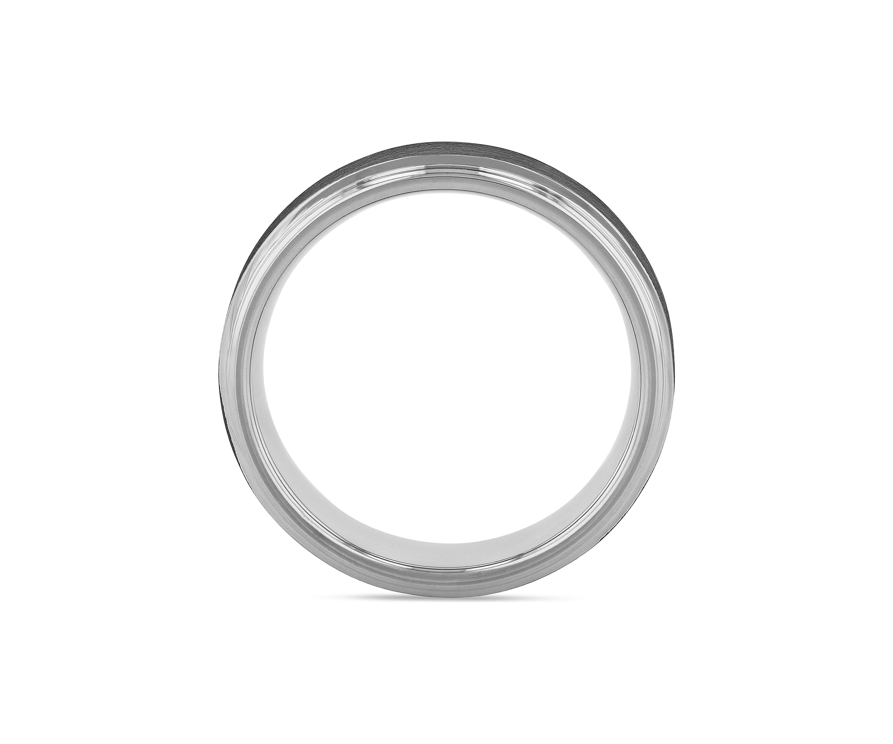Brushed Step Edge Band in Two-Tone Tantalum