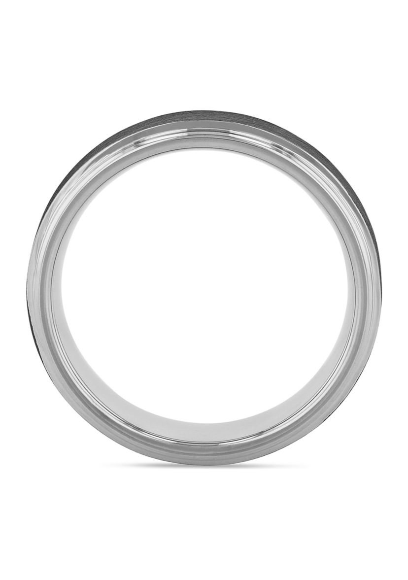 Brushed Step Edge Band in Two-Tone Tantalum