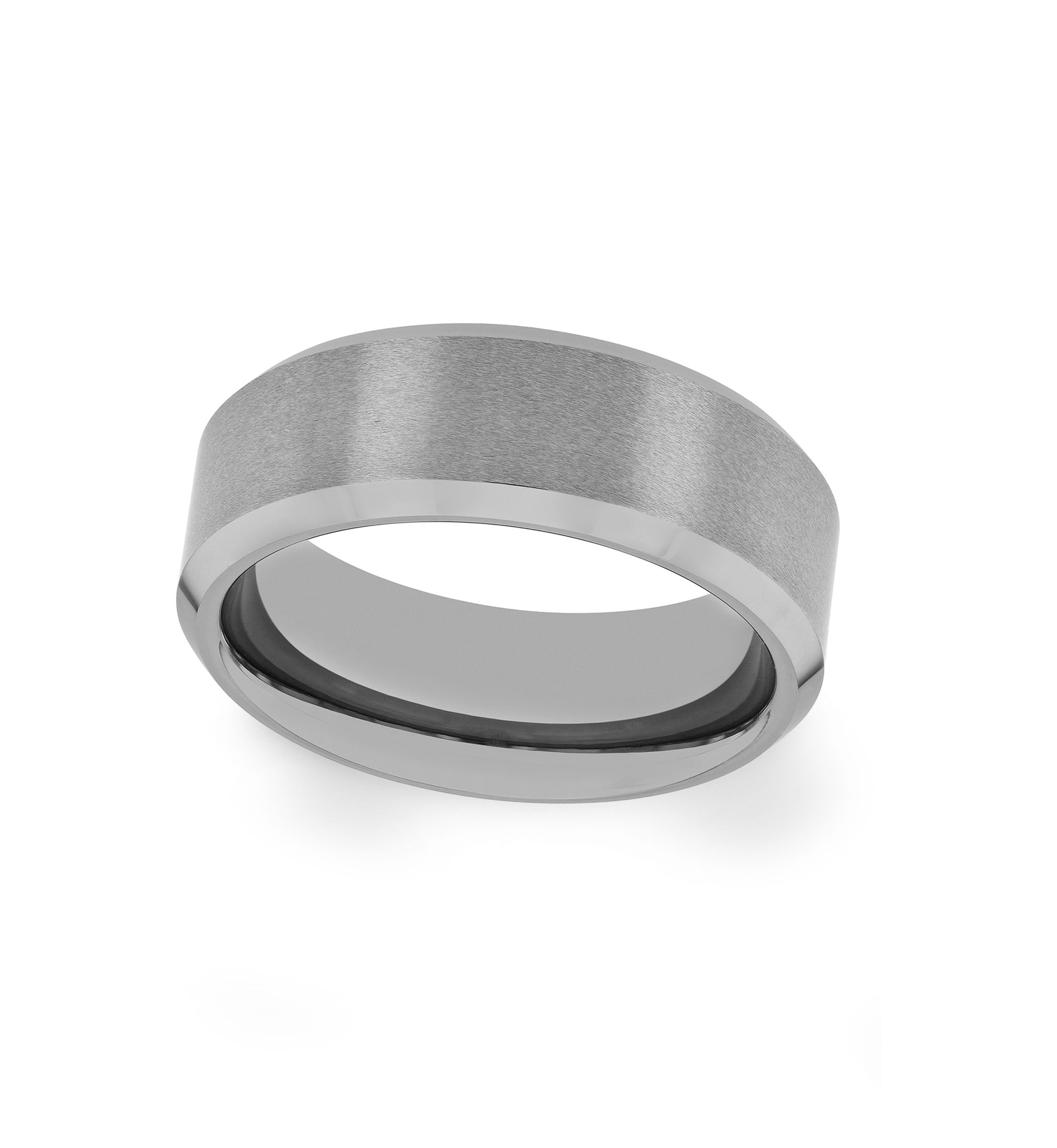 Satin Finish Beveled Edge Band in Tantalum