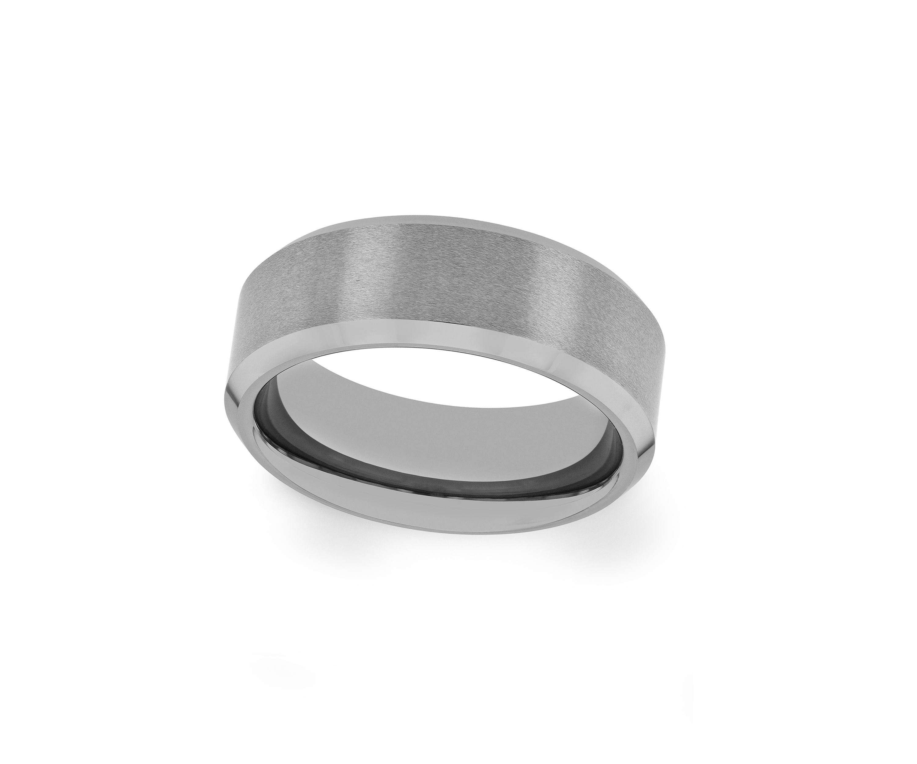 Satin Finish Beveled Edge Band in Tantalum