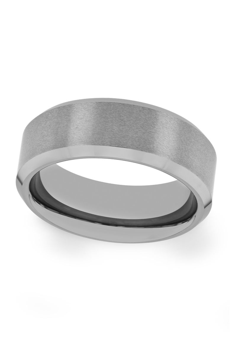 Satin Finish Beveled Edge Band in Tantalum