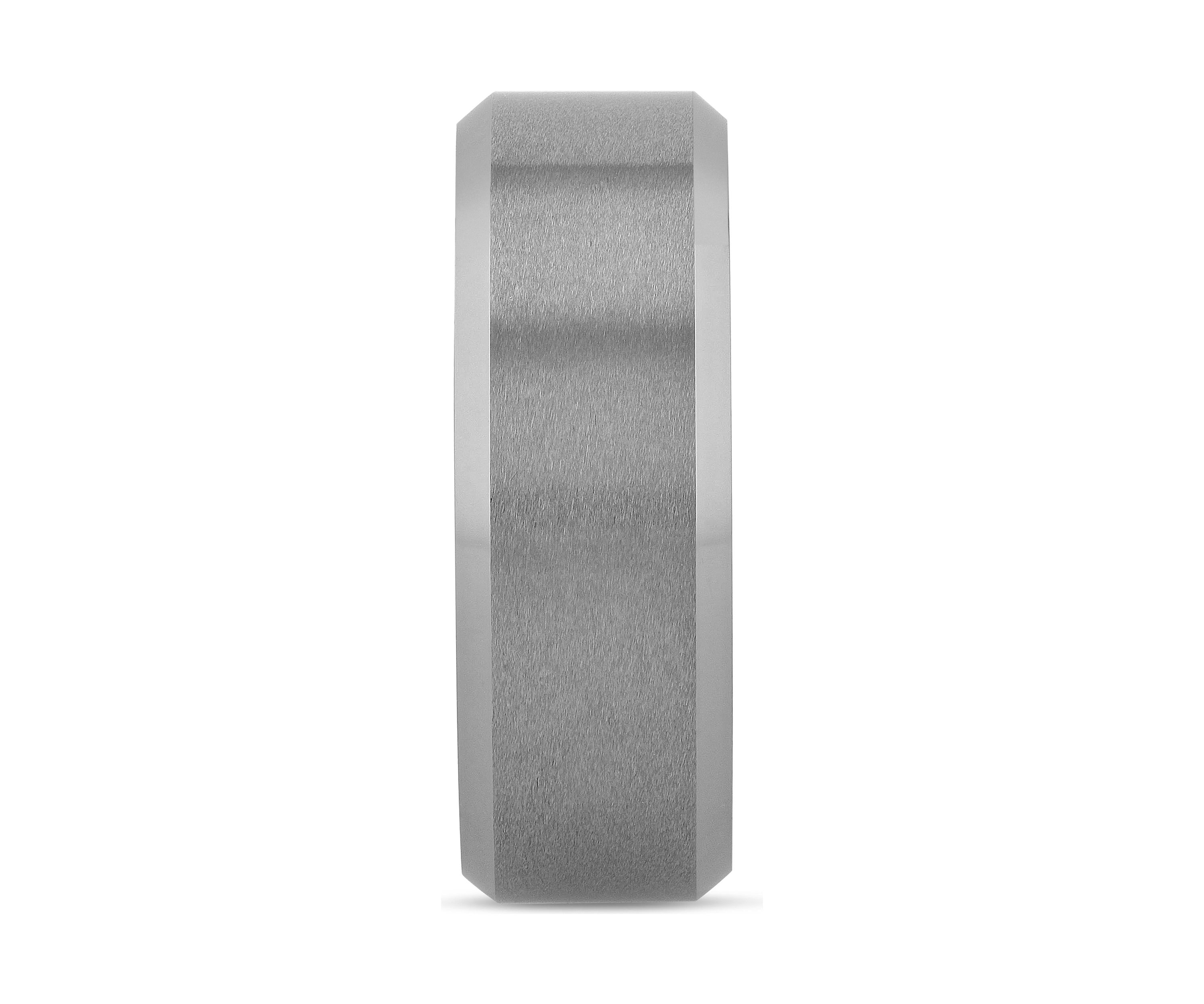 Satin Finish Beveled Edge Band in Tantalum