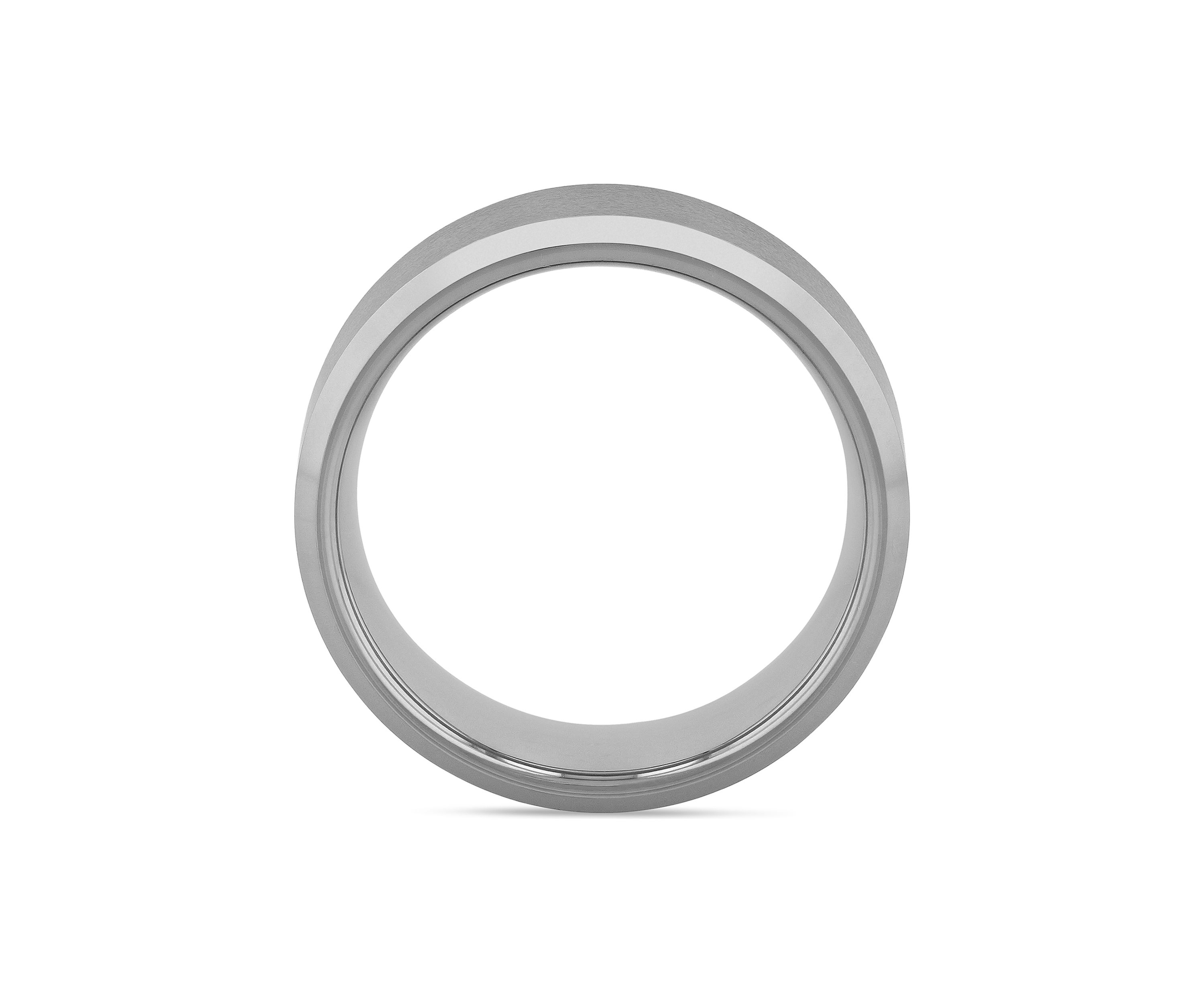Satin Finish Beveled Edge Band in Tantalum