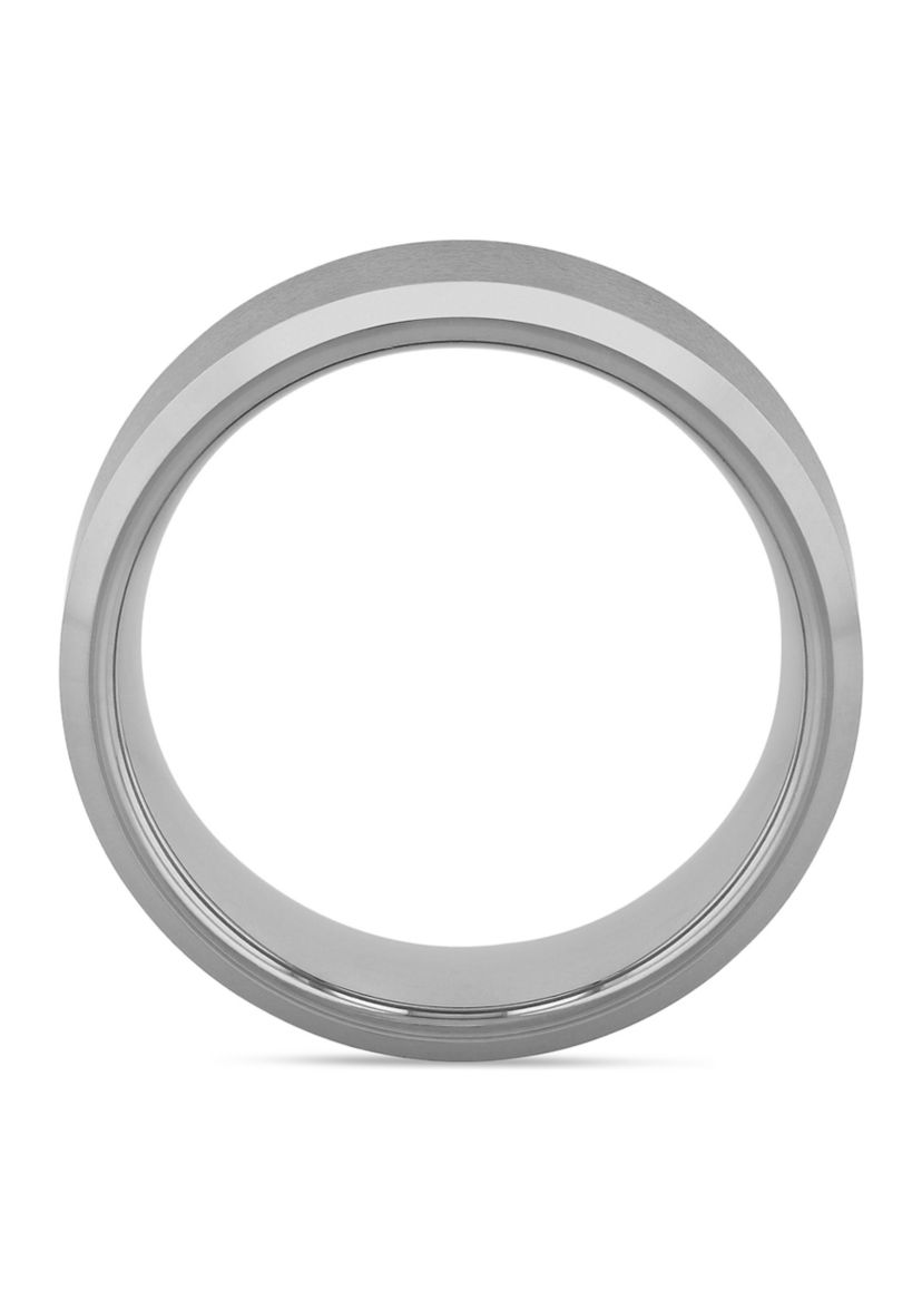 Satin Finish Beveled Edge Band in Tantalum