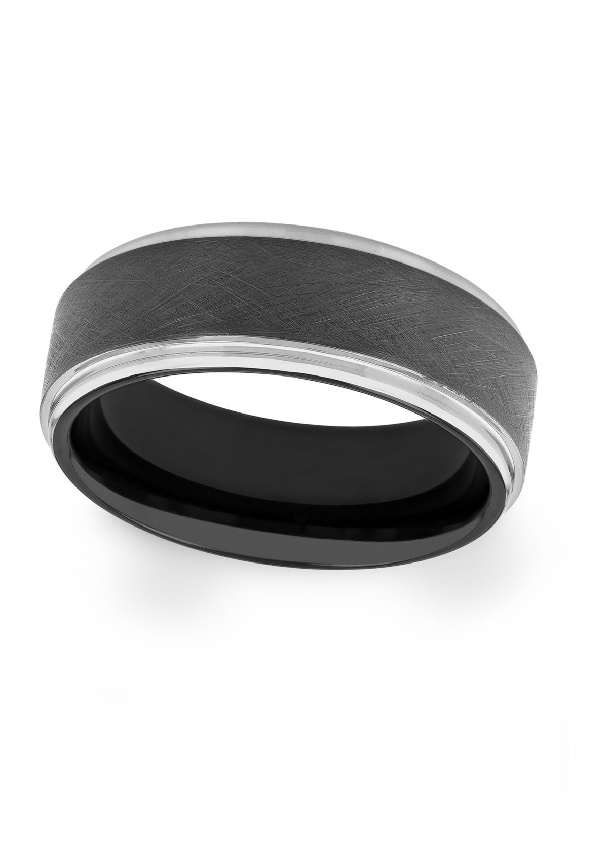 Brushed Step Edge Band in Two-Tone Tantalum