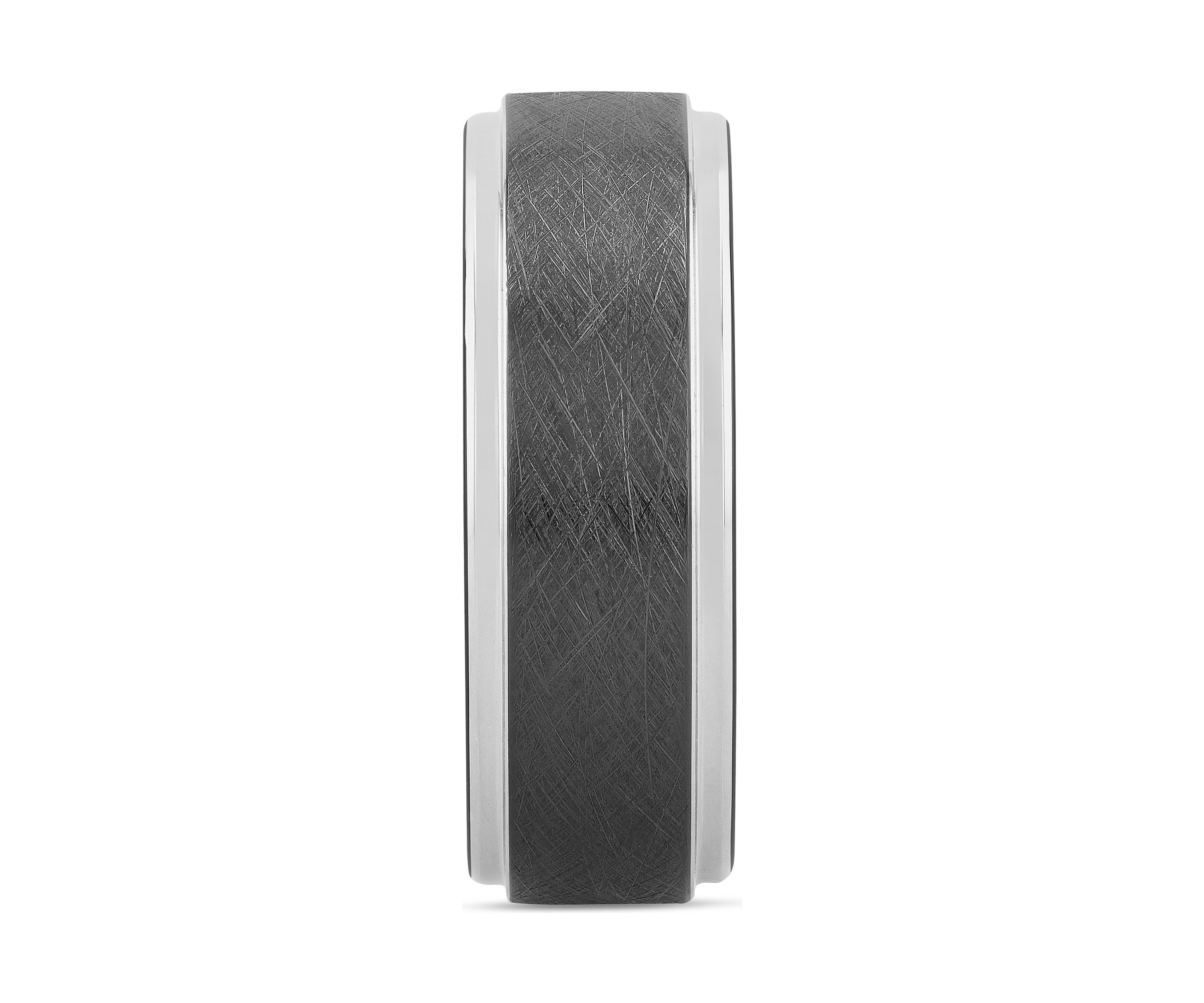 Brushed Step Edge Band in Two-Tone Tantalum