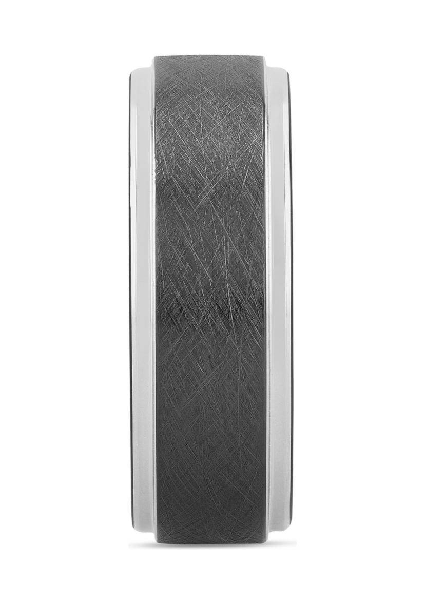 Brushed Step Edge Band in Two-Tone Tantalum