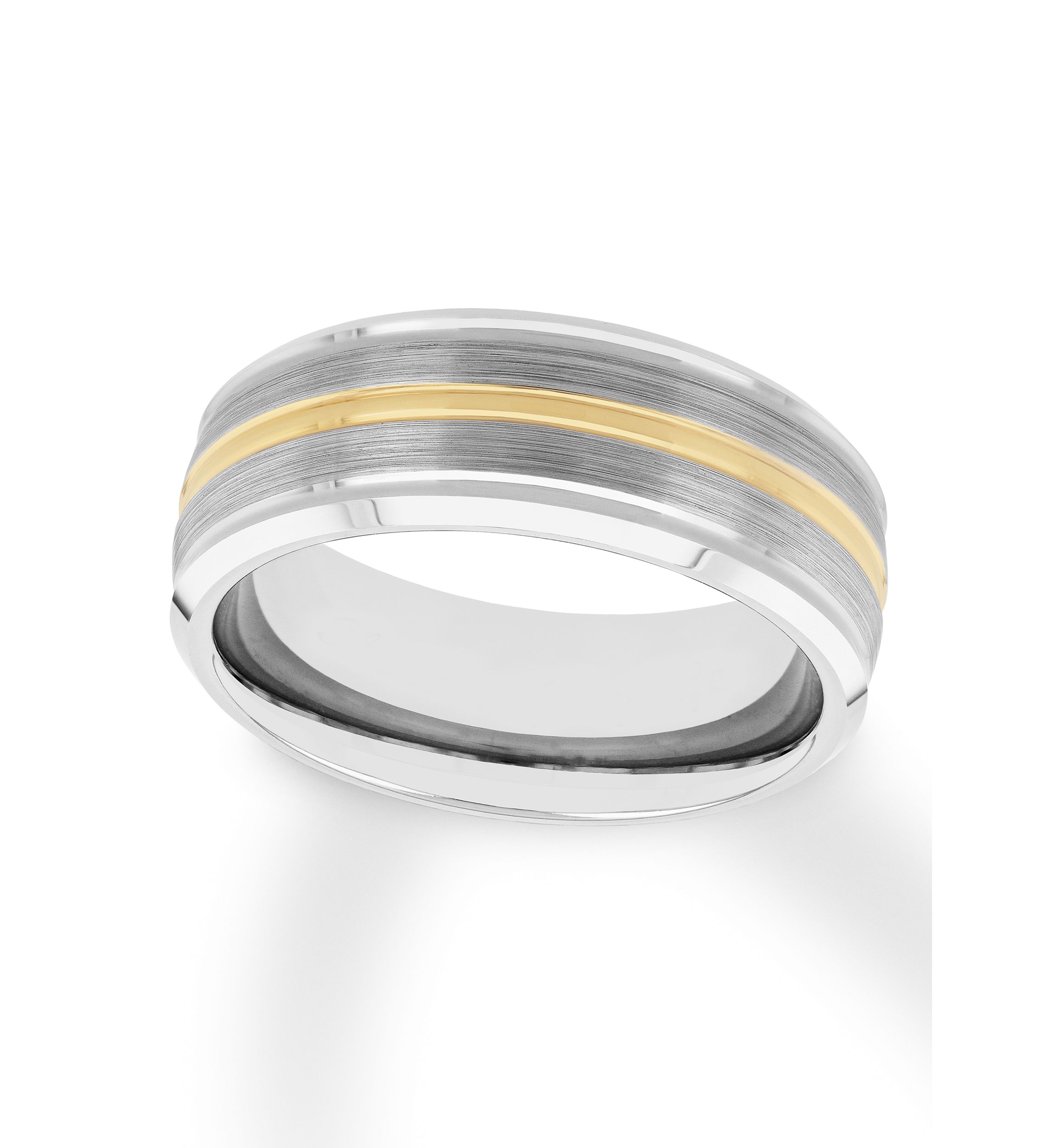 Striped Satin Finish Band in Two-Tone Tantalum
