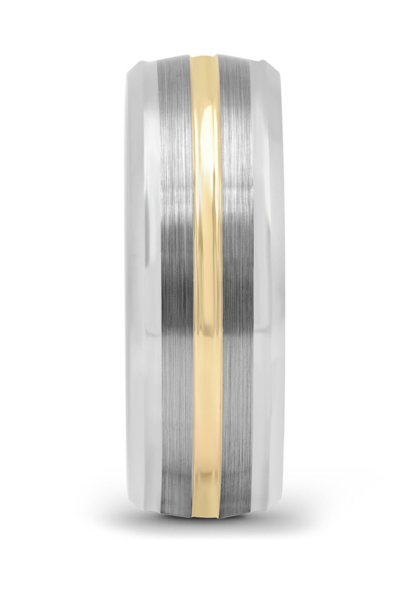 Striped Satin Finish Band in Two-Tone Tantalum