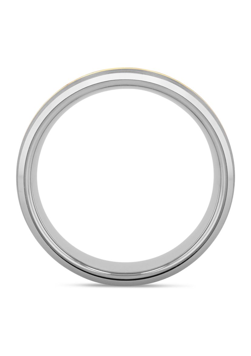 Striped Satin Finish Band in Two-Tone Tantalum