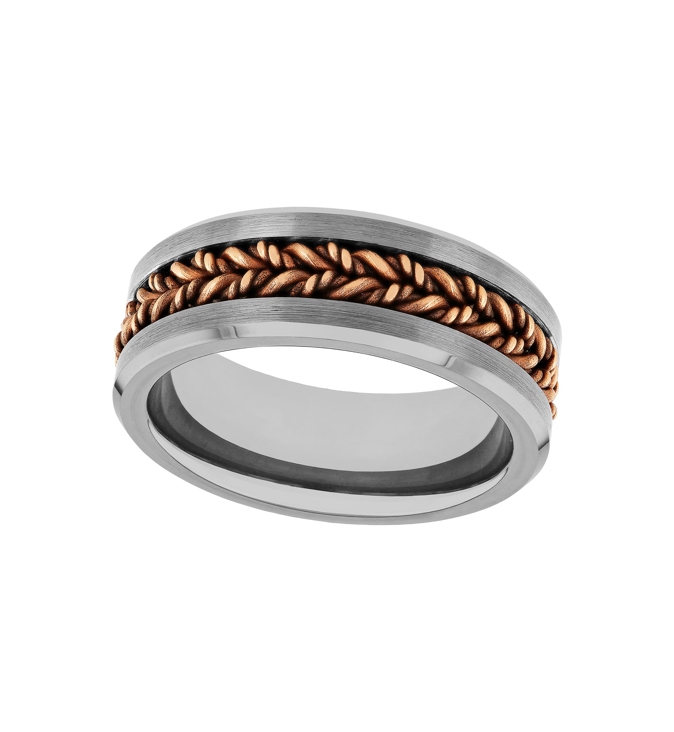 Braided Satin Finish Band in Two-Tone Tantalum