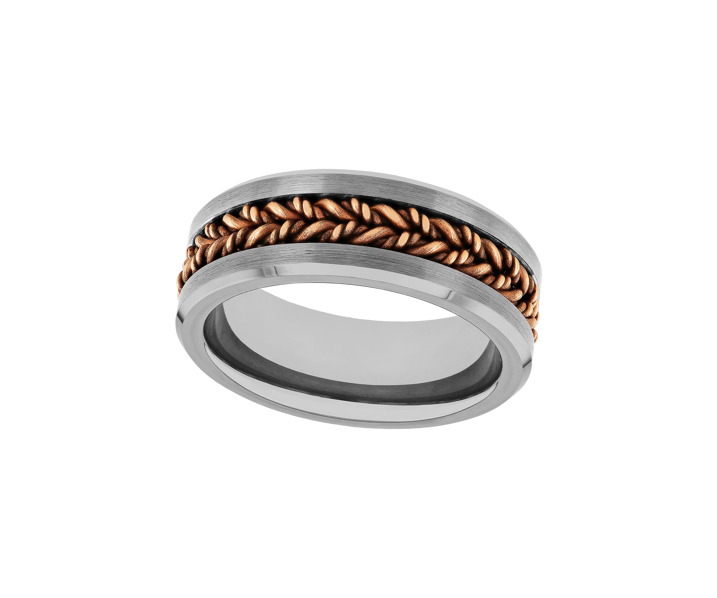 Braided Satin Finish Band in Two-Tone Tantalum
