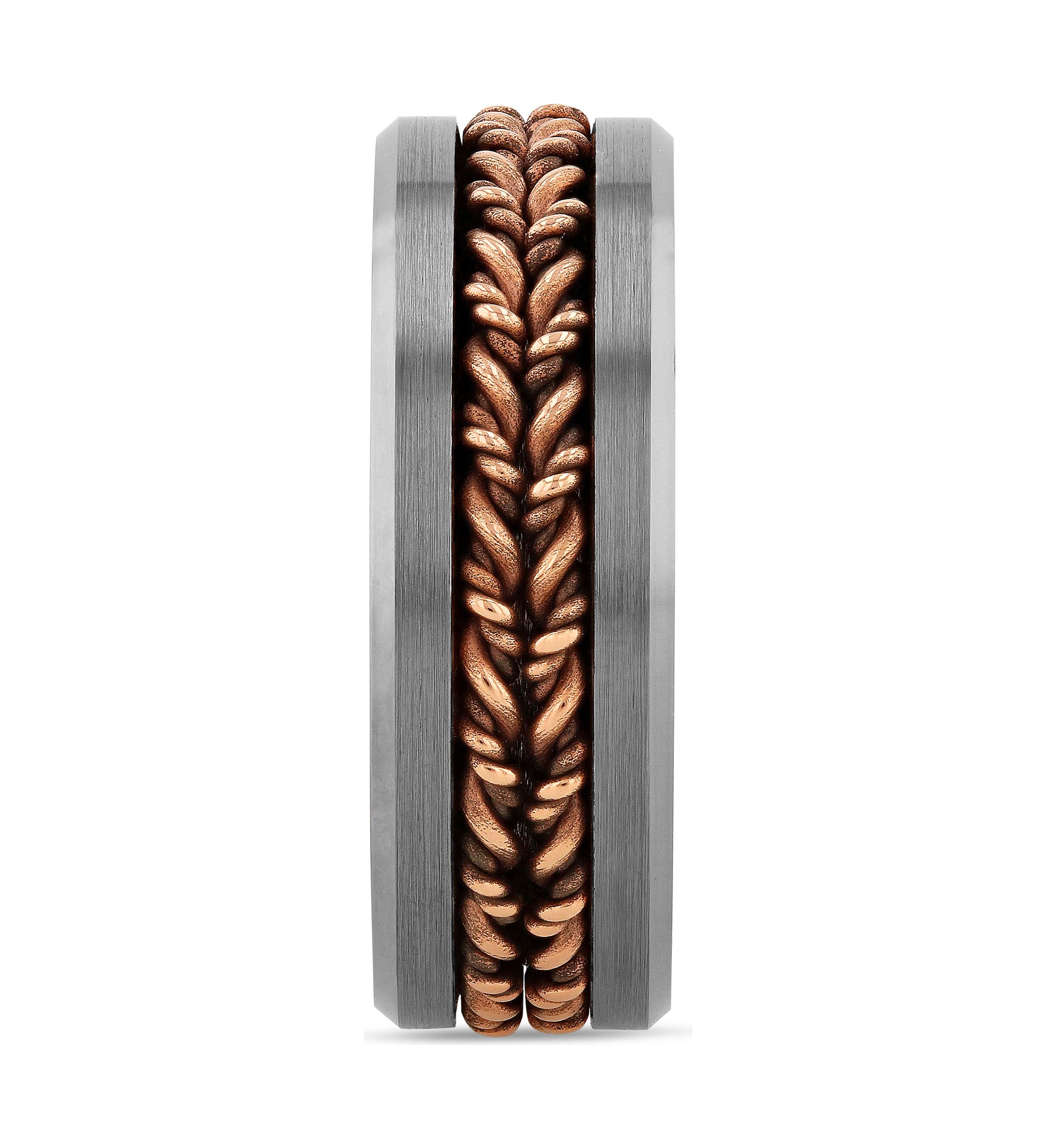 Braided Satin Finish Band in Two-Tone Tantalum