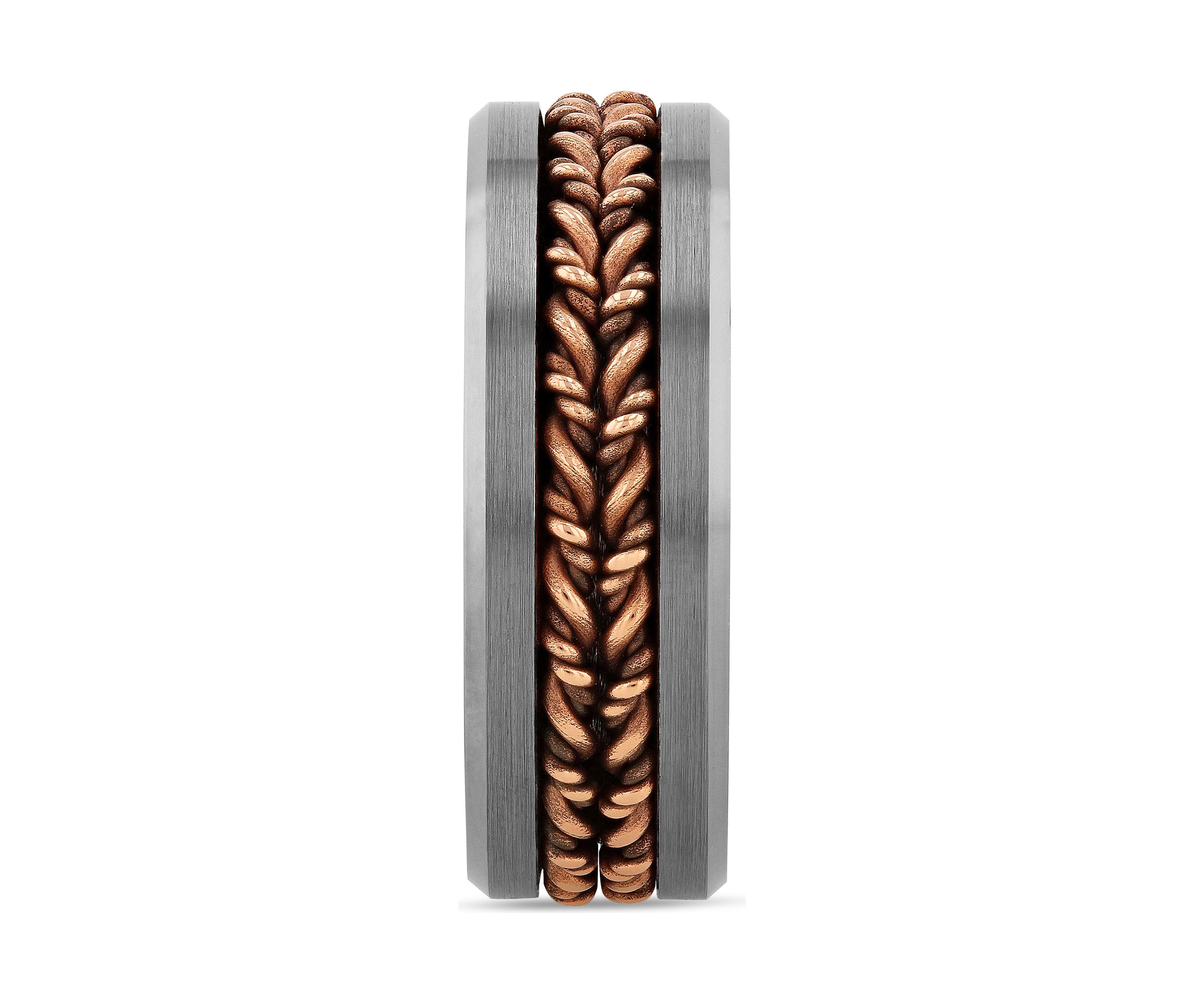 Braided Satin Finish Band in Two-Tone Tantalum