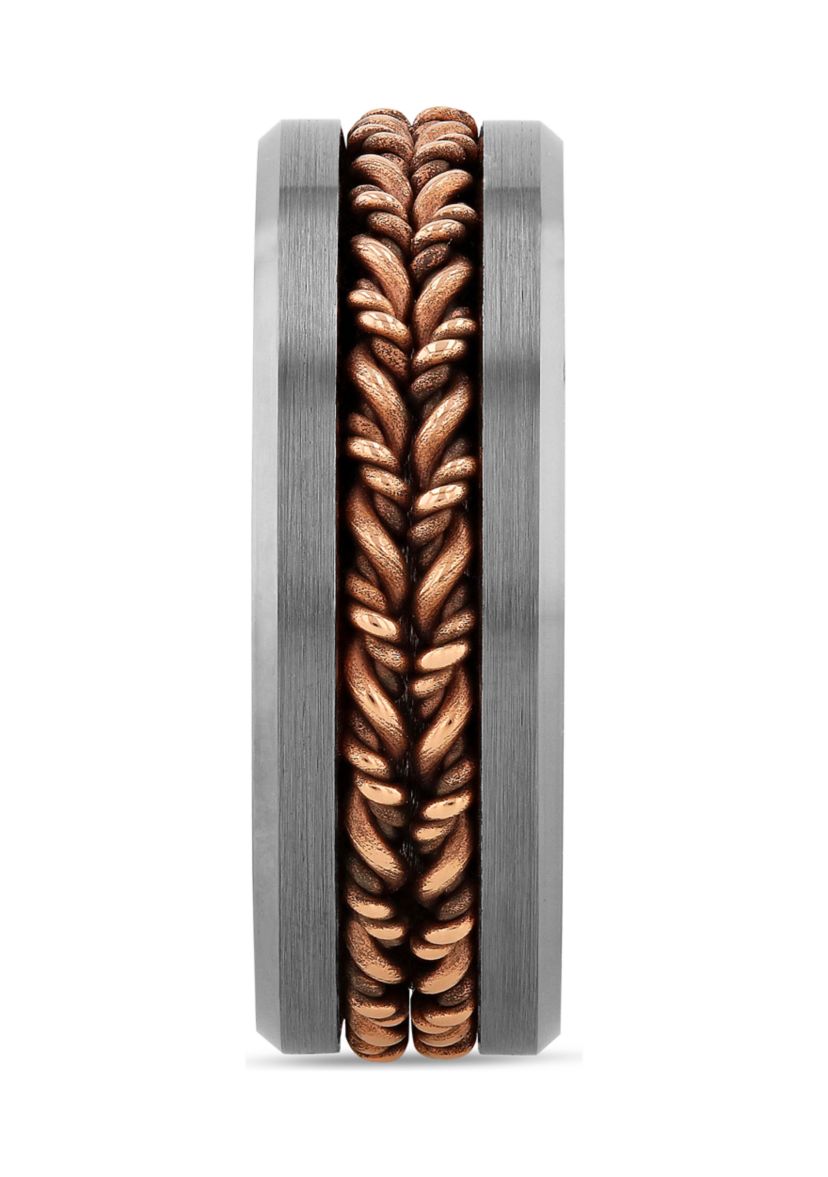 Braided Satin Finish Band in Two-Tone Tantalum