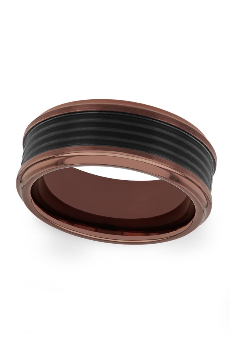 Grooved Step Edge Band in Two-Tone Tantalum