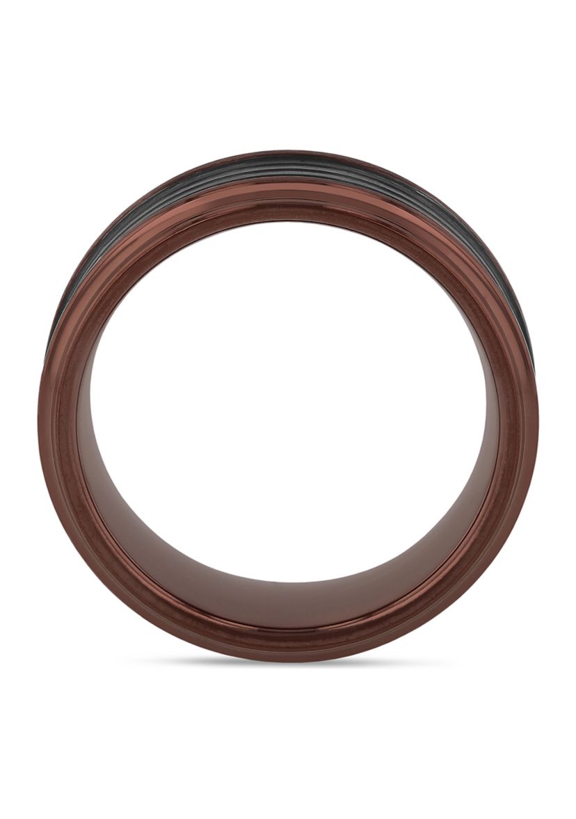 Grooved Step Edge Band in Two-Tone Tantalum