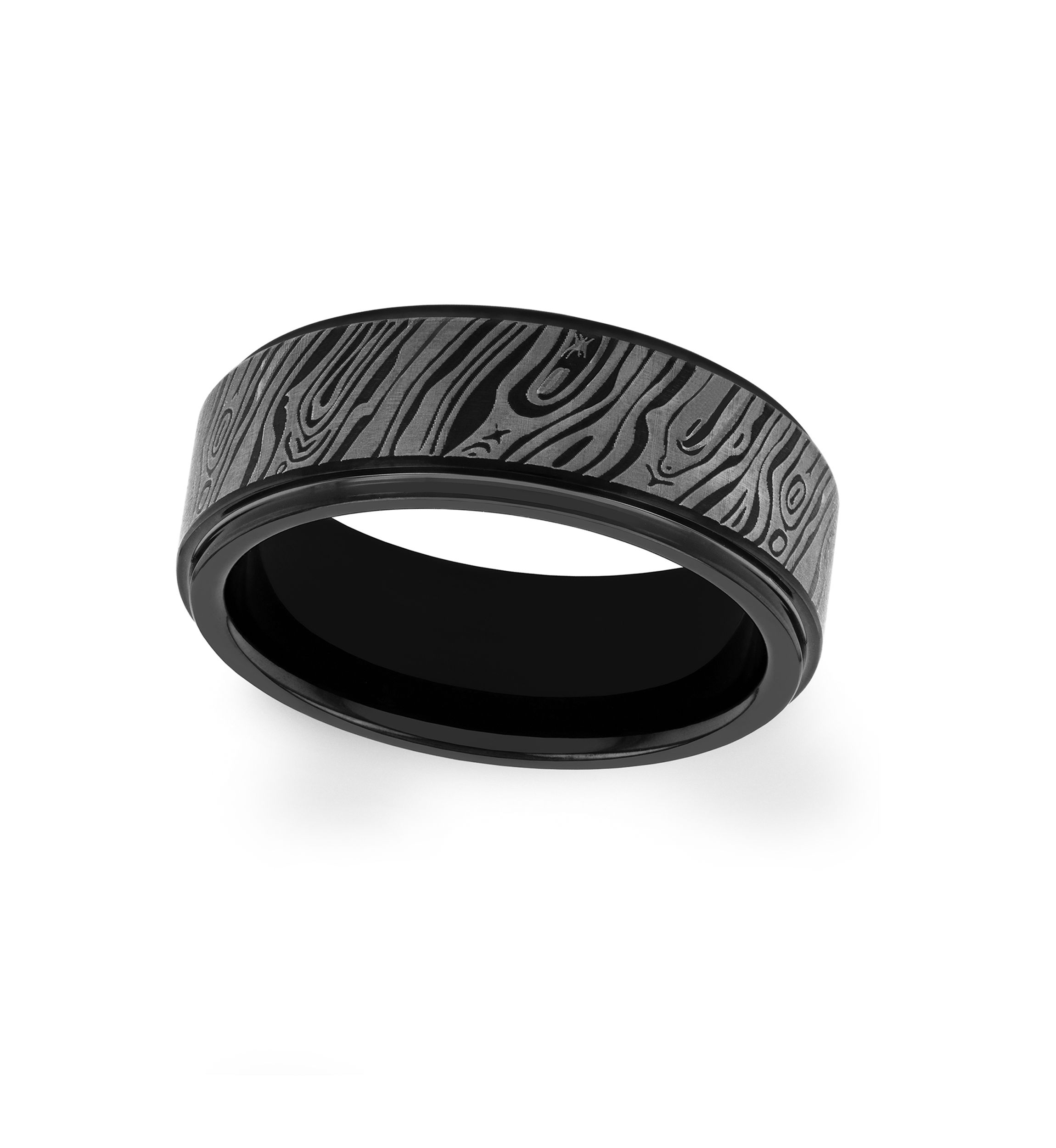 Textured Step Edge Band in Black Tantalum