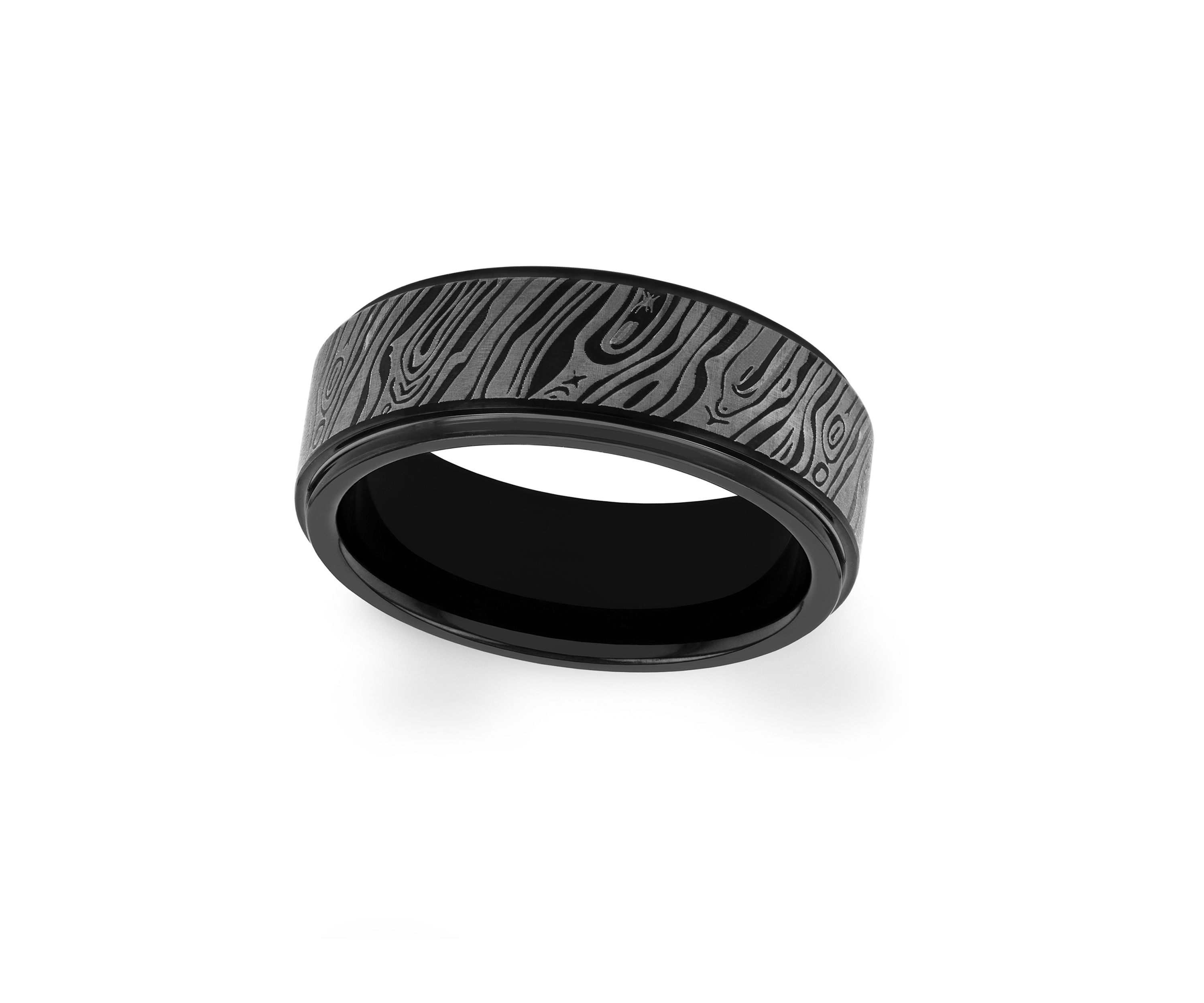 Textured Step Edge Band in Black Tantalum
