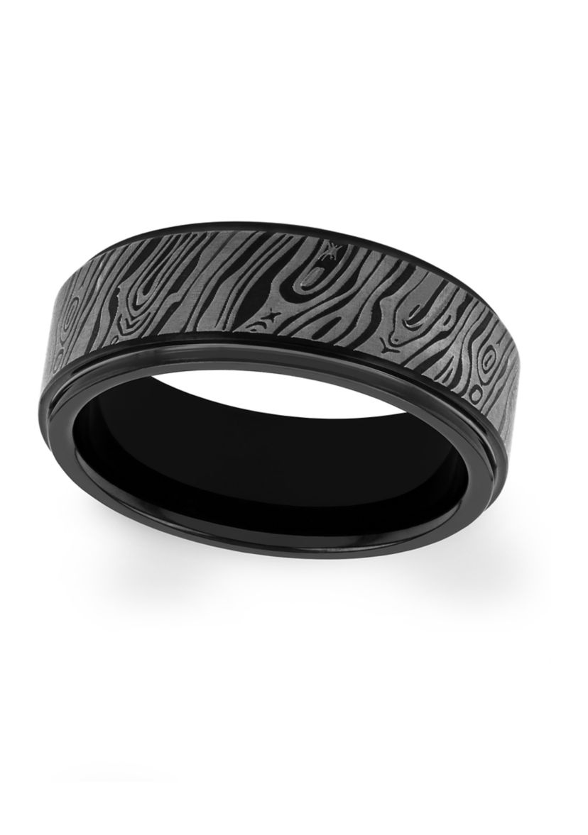 Textured Step Edge Band in Black Tantalum