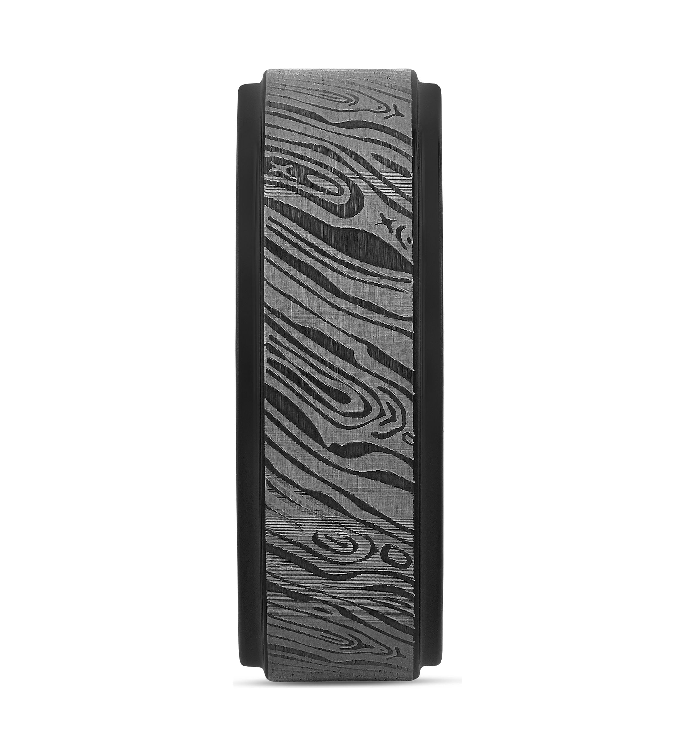 Textured Step Edge Band in Black Tantalum
