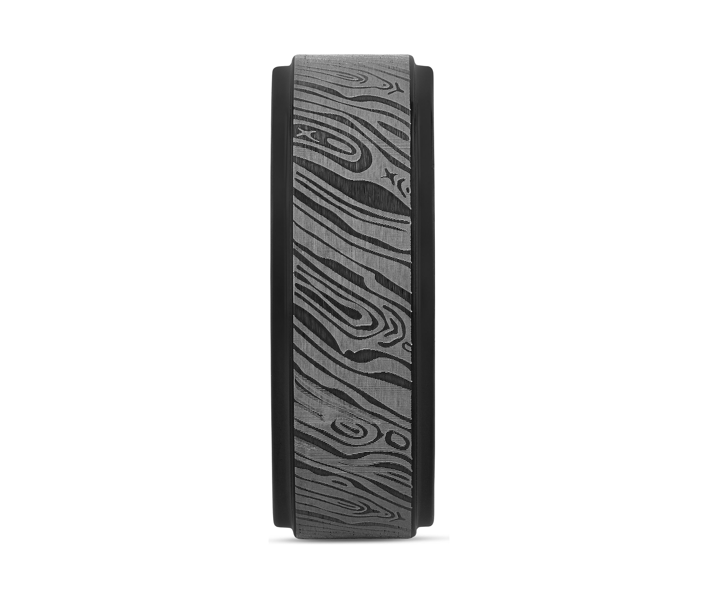 Textured Step Edge Band in Black Tantalum