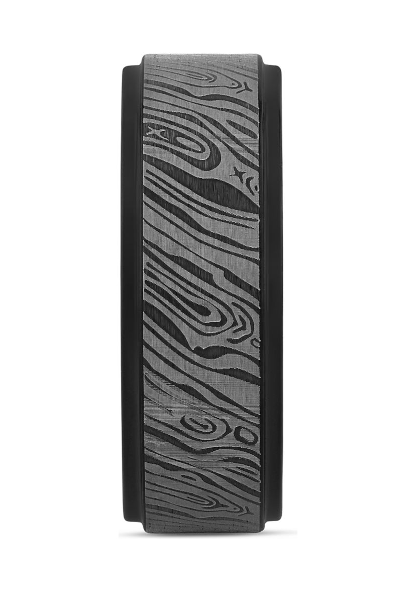 Textured Step Edge Band in Black Tantalum